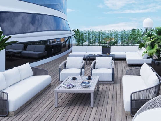 deck furniture on a cruise ship