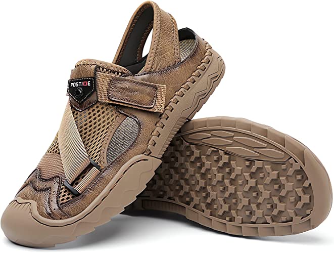 Mens Closed Toe Leather Sandals