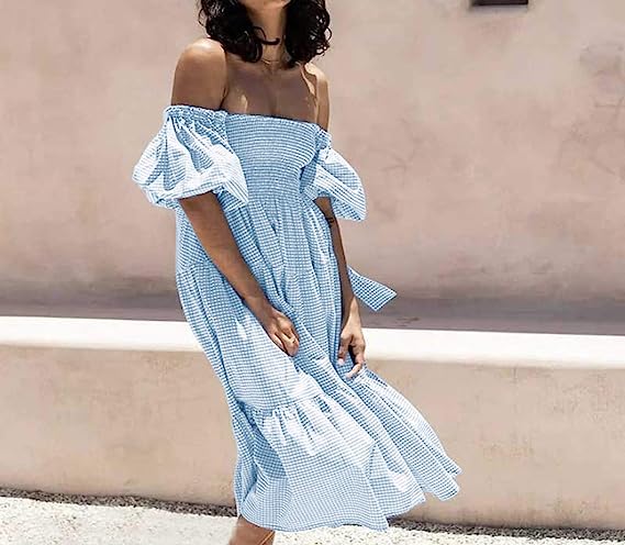 R.Vivimos Off-Shoulder Midi Dress