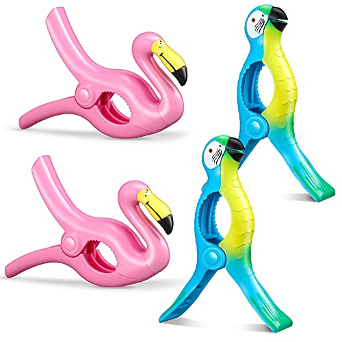 Manssel 4-Piece Flamingo Beach Towel Clip