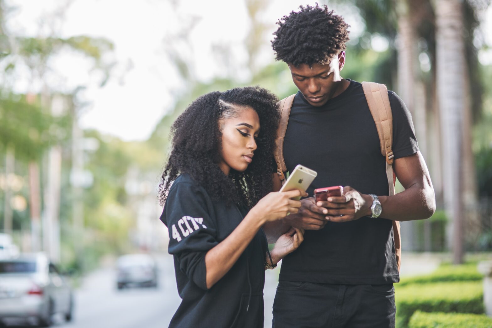 Couple on phone together