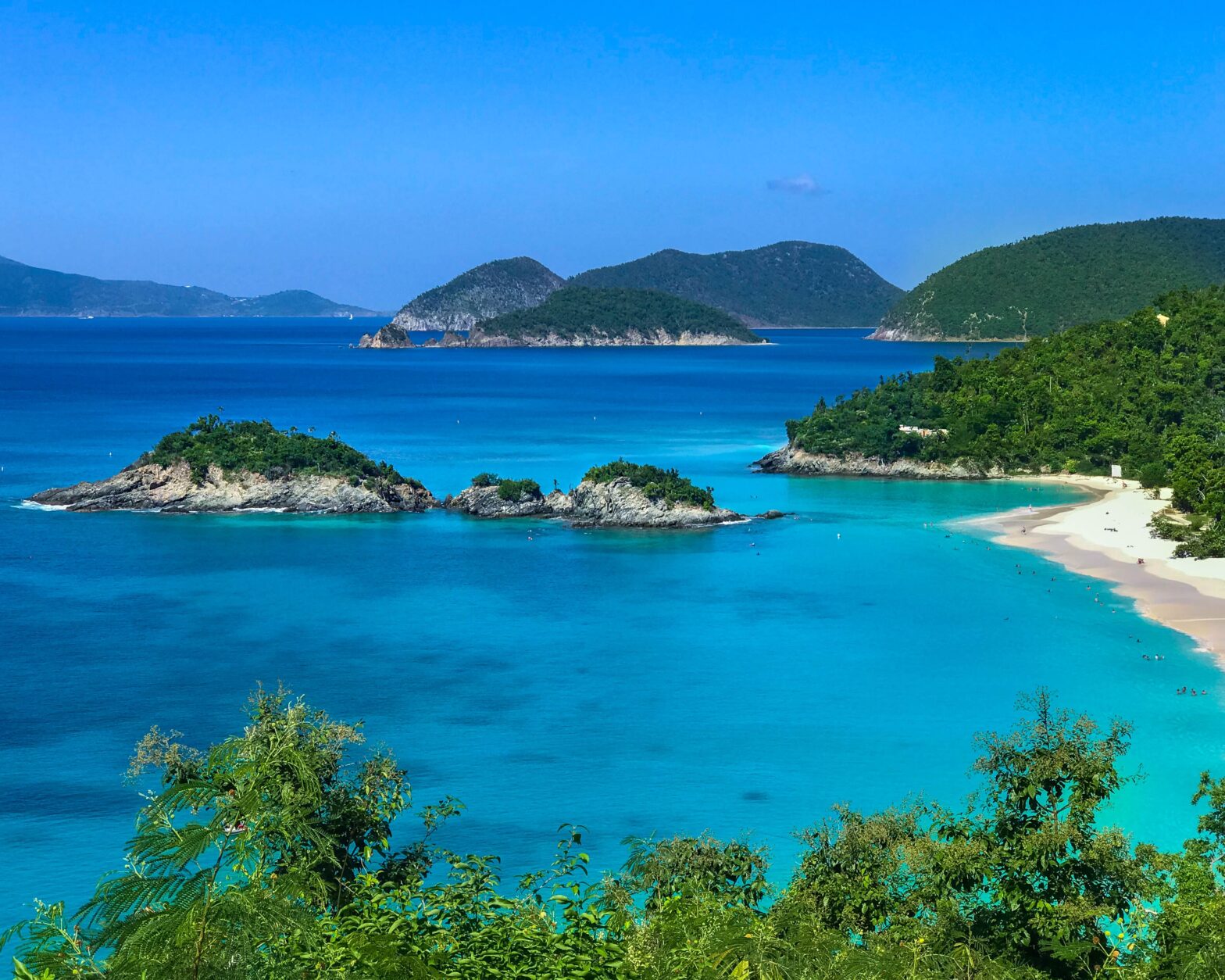 overhead shot of beautiful blue coastal waters of the U.S. Virgin Islands