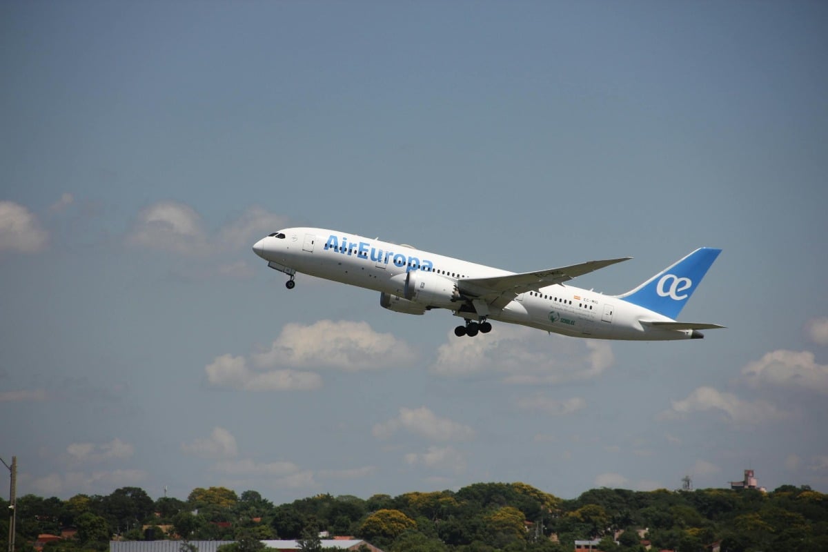 Air Europa aircraft taking off on the runway