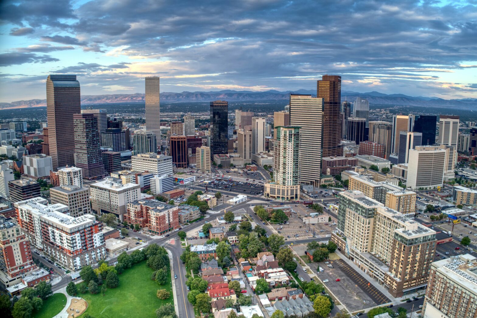 aerial view of the center parks of Denver, Colorado