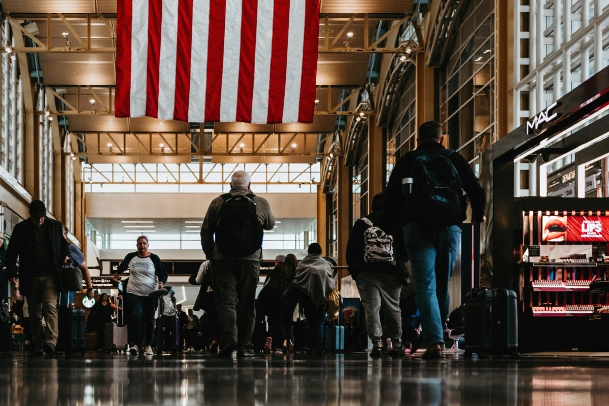 View of a Crowded Ronald Reagan Washington National Airport in Washington, D.C., USA