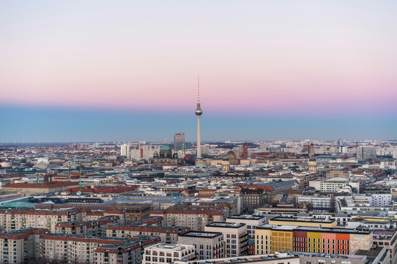 aerial view of dusk over Berlin, Germany