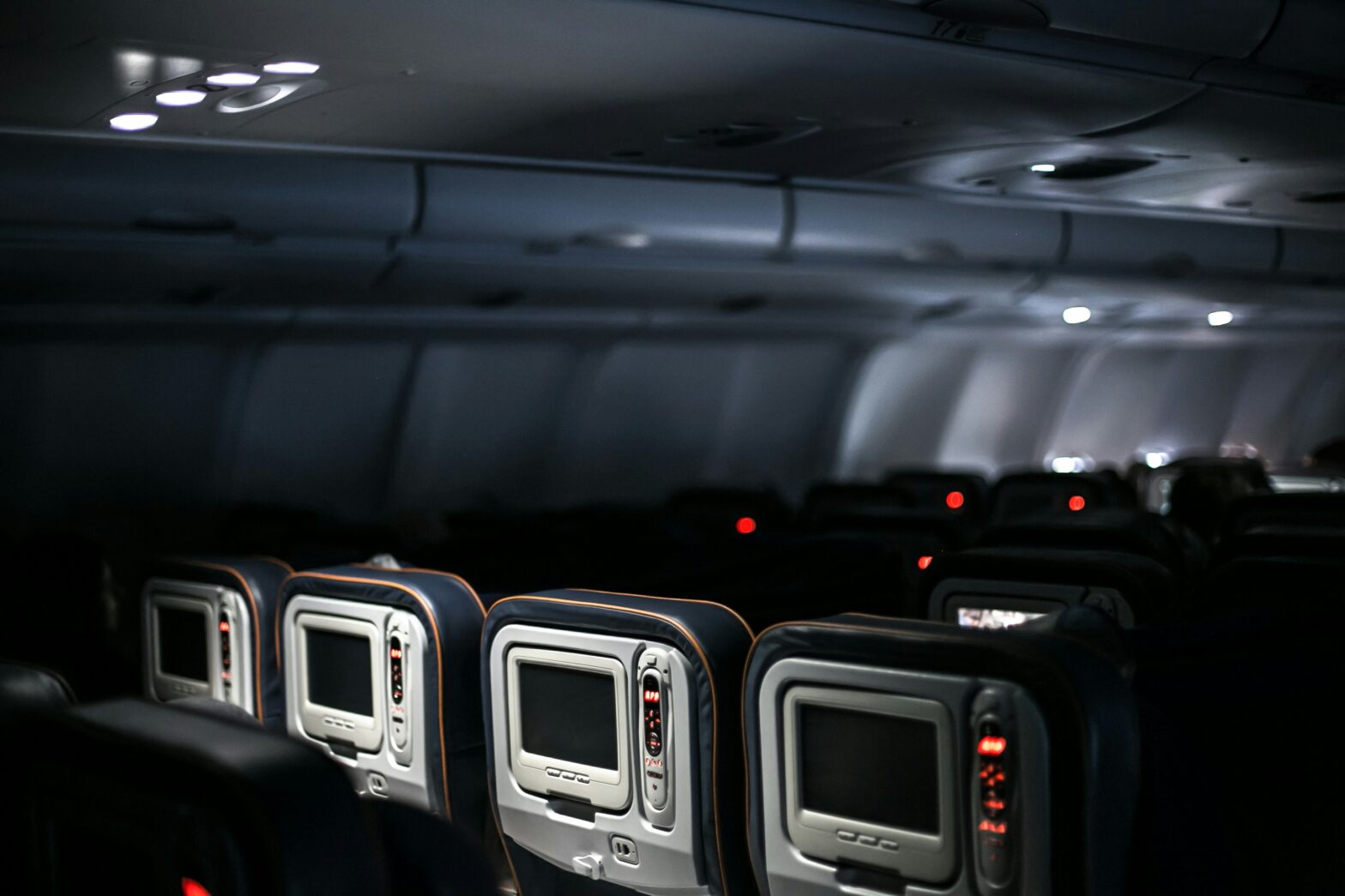 In-flight seating during a trip for a popular airline carrier