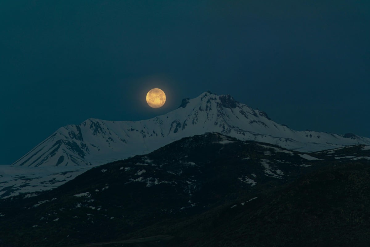 Serene Full Moon Over Snowy Erciyes Mountains