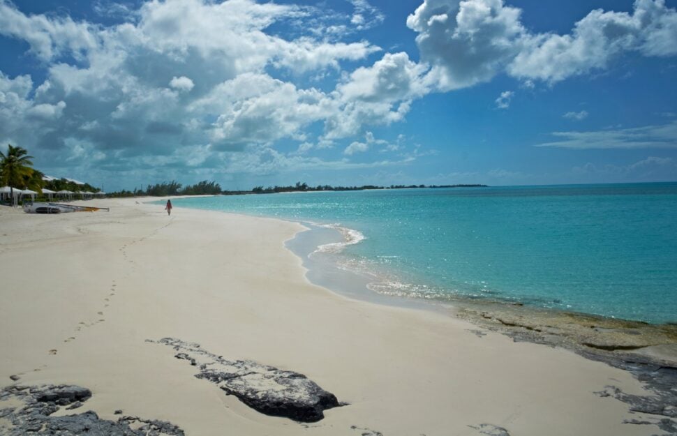 shoreline with clear ocean on Long Island, Bahamas