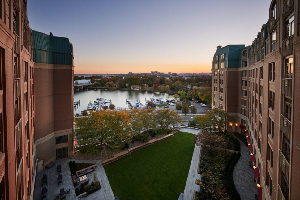 aerial view of the courtyard of The Potomac Hotel DC, formerly known as The Salamander D.C.