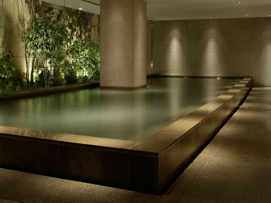 The Japanese bath house is a wonderful cultural experience that many tourists long to have. In this guide, you'll learn about proper etiquette and the ins and outs of going. Pictured here is an image of a serene pool of water in a Japanese bath house.