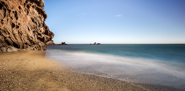 Sands of the shocking nude beach Le Cap d’Agde, France