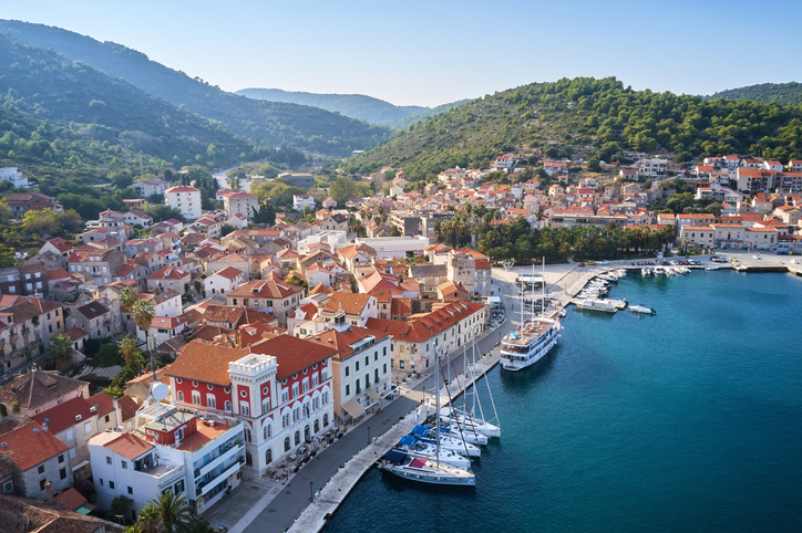 Pictured: Vis town on island Vis, Dalmatia, Croatia