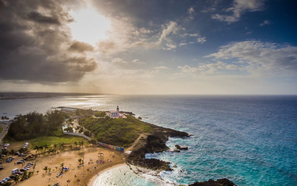 beach in Puerto Rico during sunset in the afternoon - where you can travel without a passport