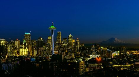 Seattle skyline at night