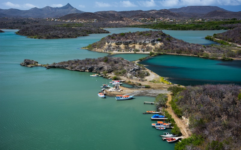 aerial view of islands in Curacao