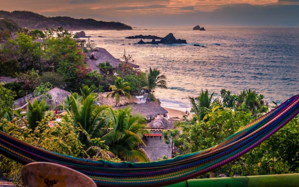 Scenic View Of Sea Against Sky in Puerto Escondido Mexico