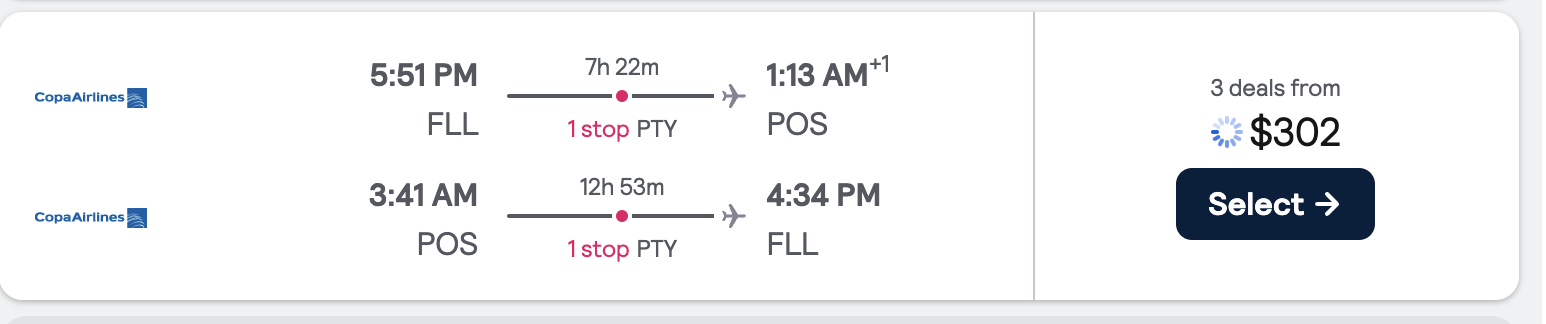 Fort Lauderdale, Florida To Port of Spain, Trinidad and Tobago