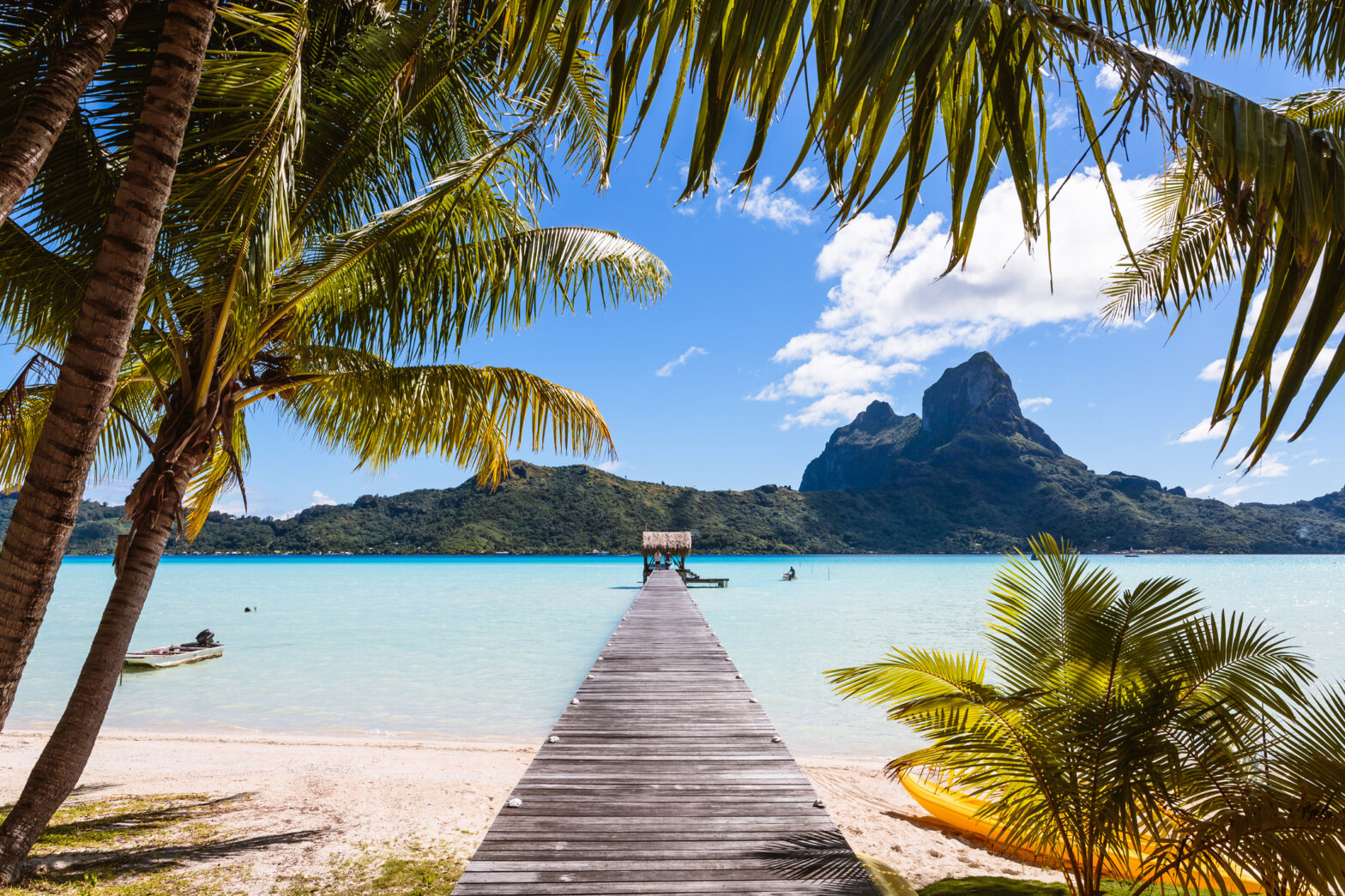 Jetty in the lagoon of Bora Bora, French Polynesia