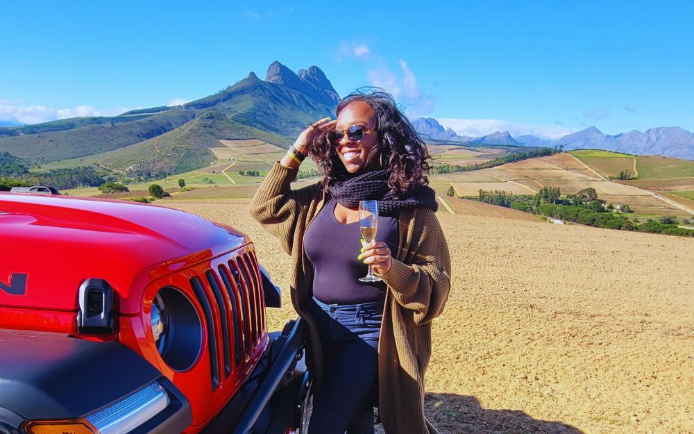 How to travel anywhere on any budget. Simone Cheri in Stellenbosch with Cape Town Jeep Tours