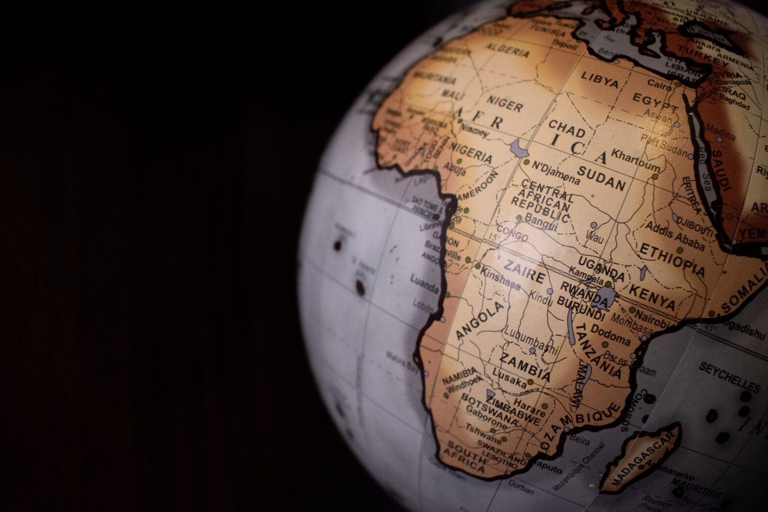 Learn more about how the continent of Africa Splitting and what it means for the future of our understanding of the earth. Pictured: A globe displaying the continent of Africa.