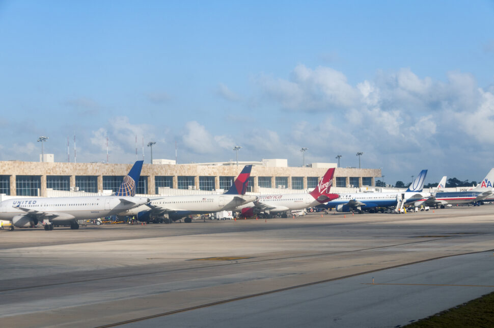 tulum vs cancun Pictured: Cancun Airport