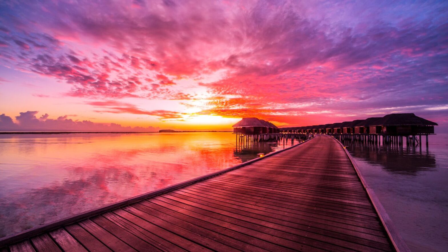 Sunset on Maldives island