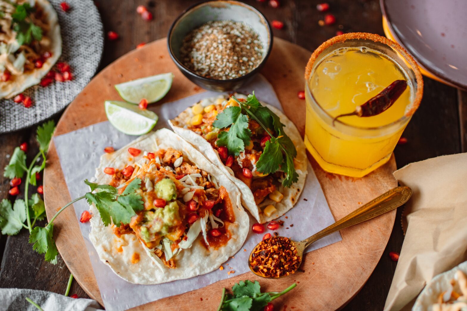 overhead view of tacos