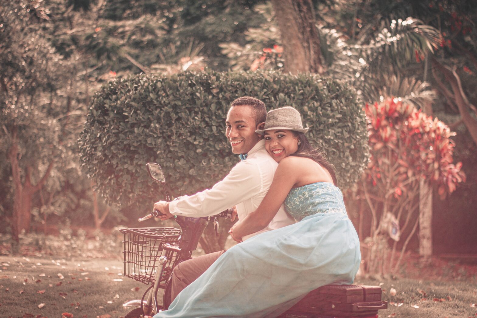 Couple Smiling on Motorbike