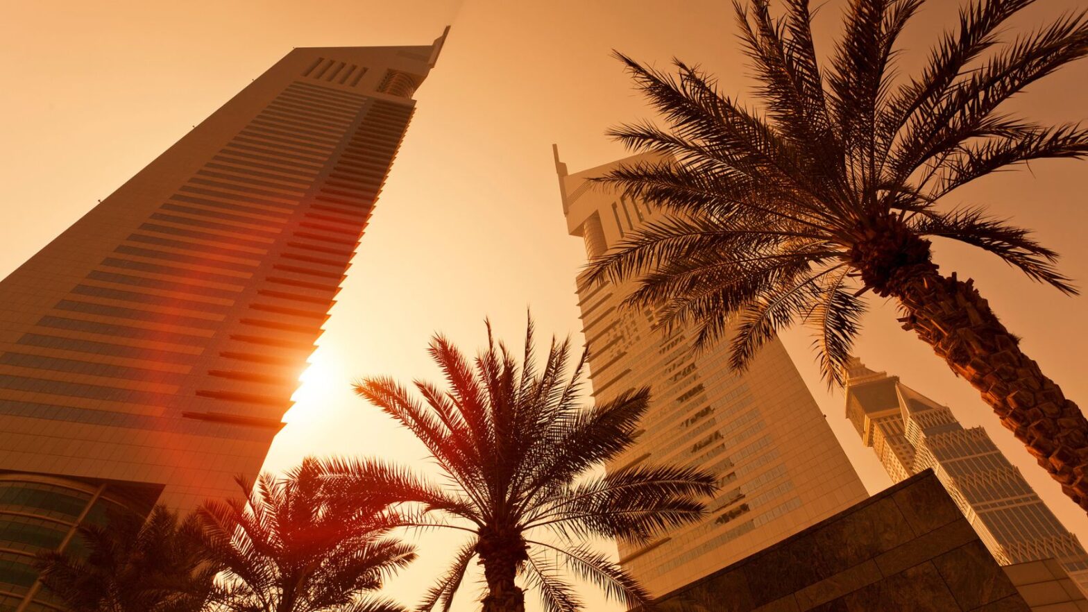 Dubai, Emirates Towers at Sunrise