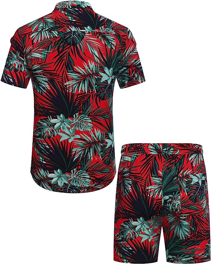 COOFANDY Men's Hawaiian Matching Set