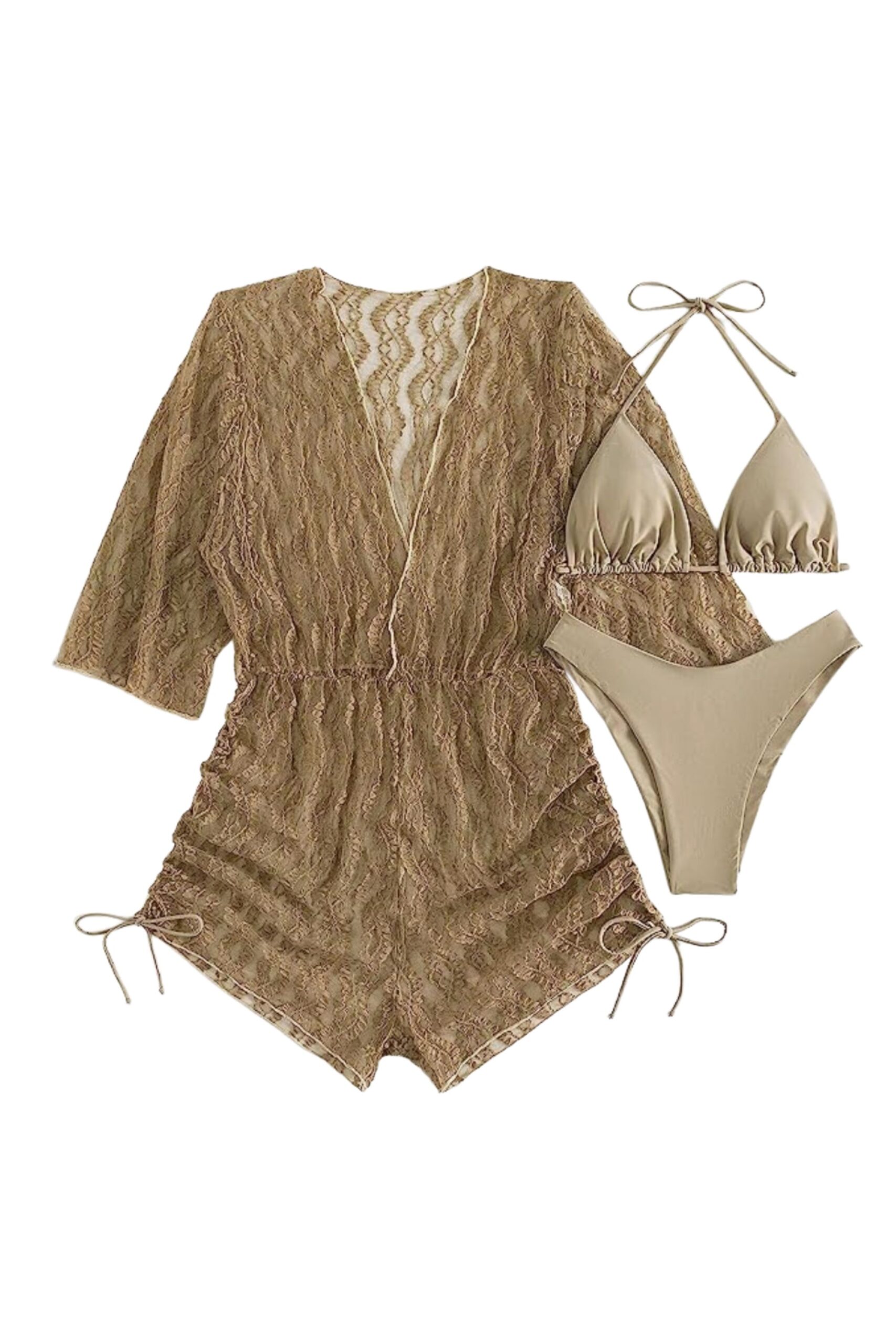 MakeMeChic 3 Piece Romper Swimsuit