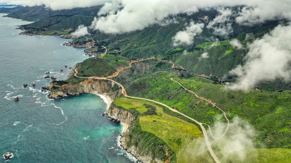 aerial view of Monastery Beach, California