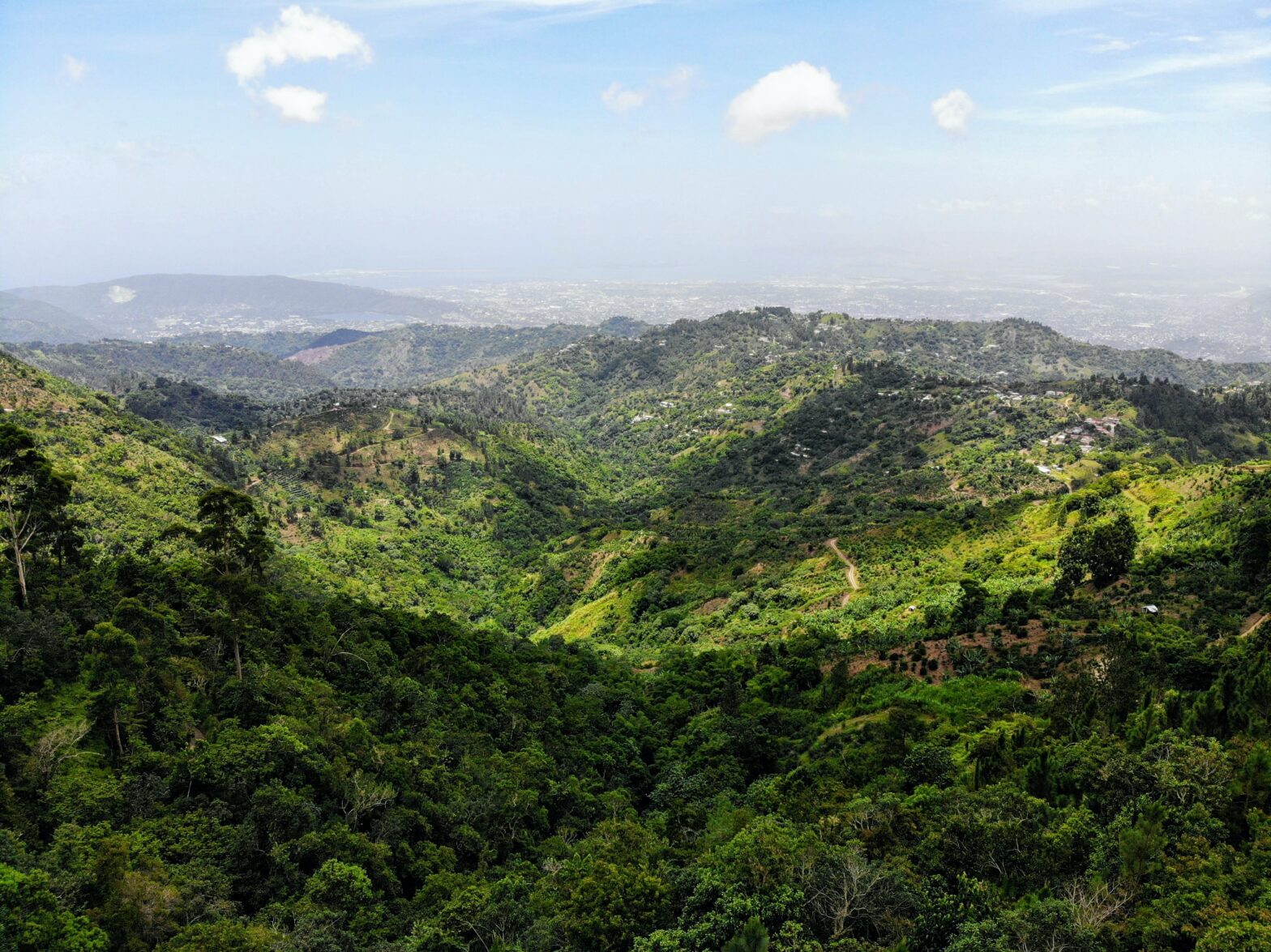 mountain peak views from aerial view