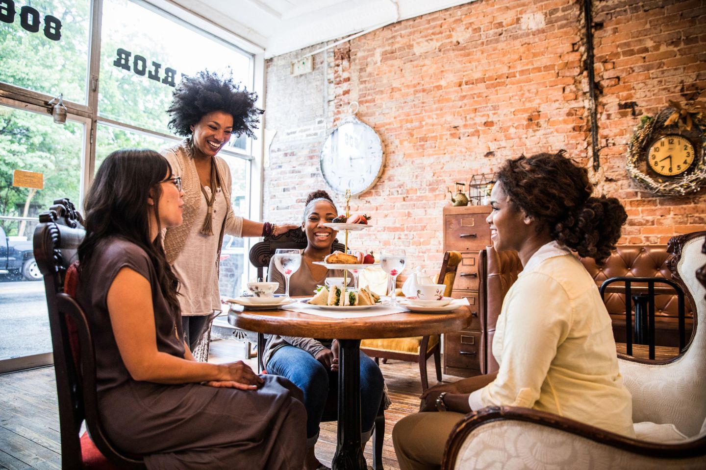 women in a tea shop