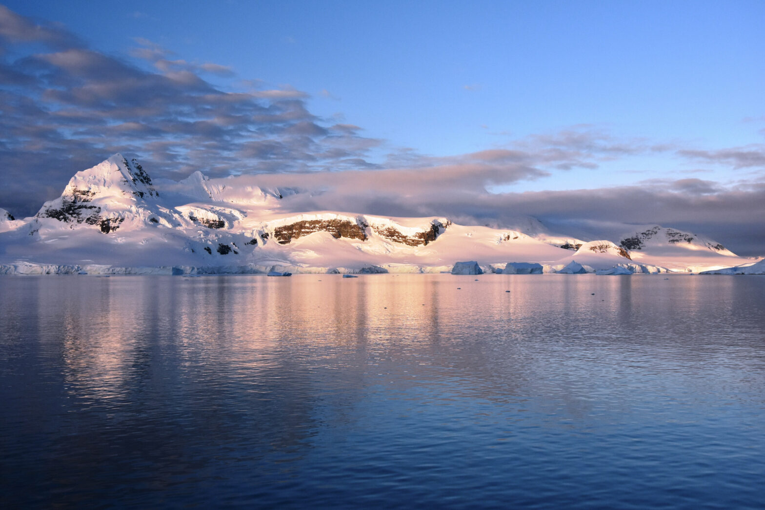 glacier at sunset