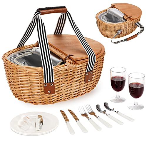 Wicker Cooler Picnic Basket Set