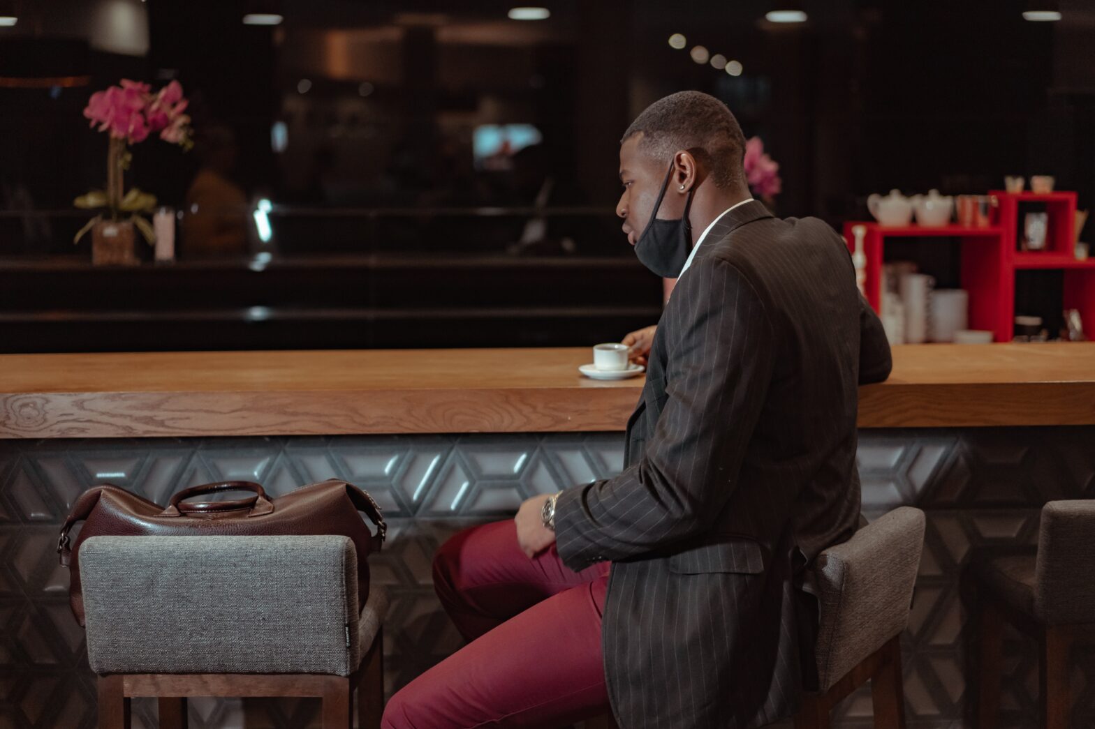 man drinking coffee