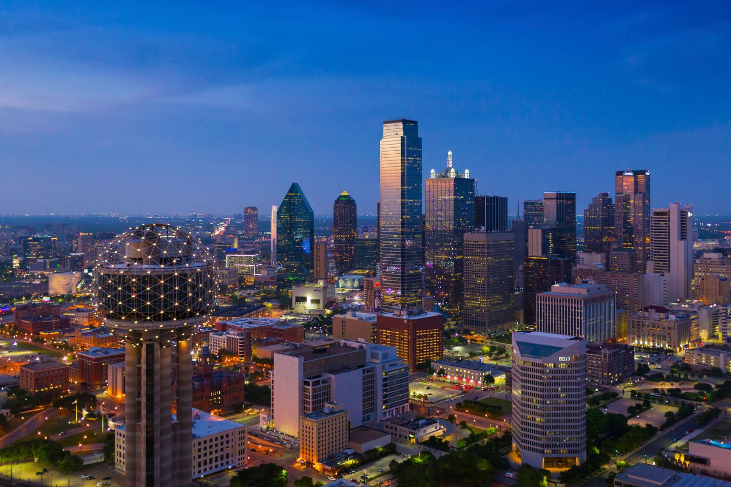 Dallas Texas skyline at sunset