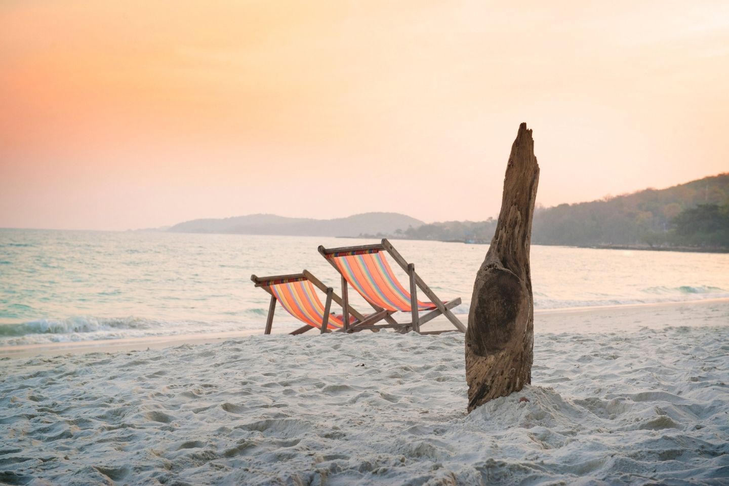 two beach chairs on Koh Samet beach in Thailand