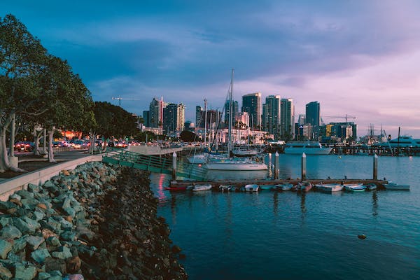 is san diego safe? Pictured: a night time view of San Diego's beautiful coast.