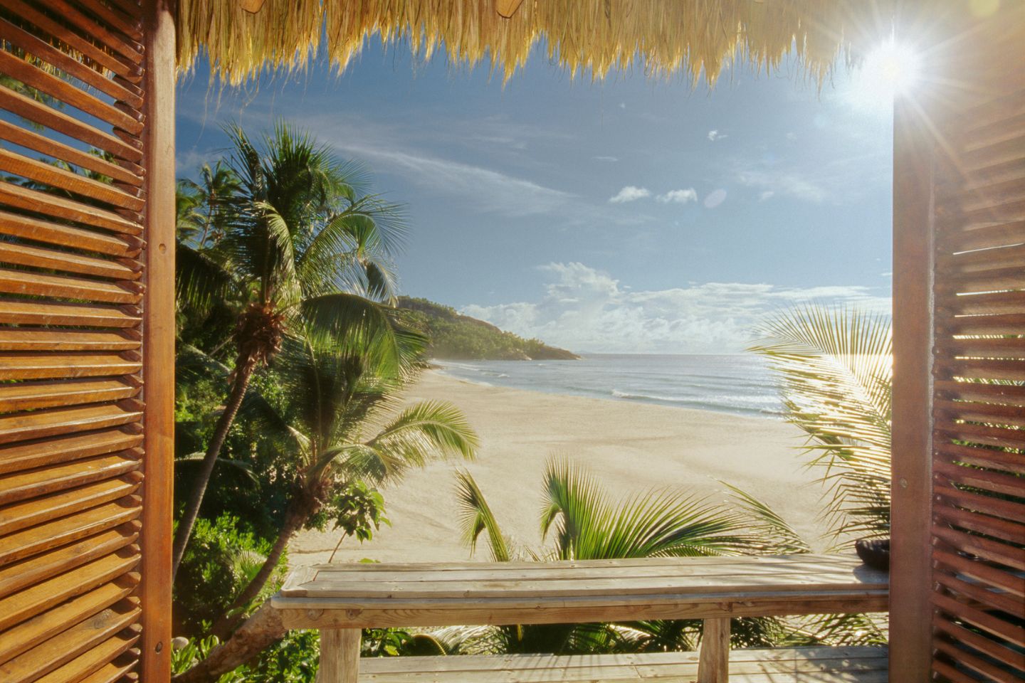 overlooking beach in the Seychelles