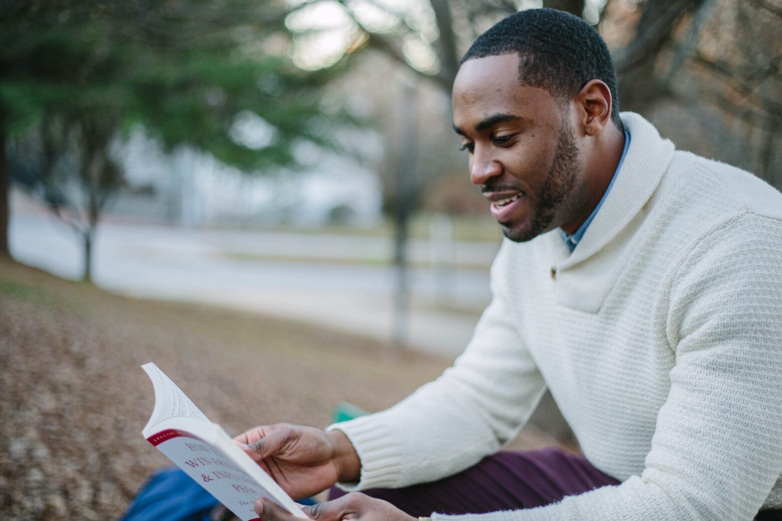 Black man reading a book