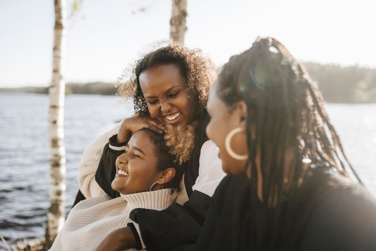 Black women laughing together in Sweden