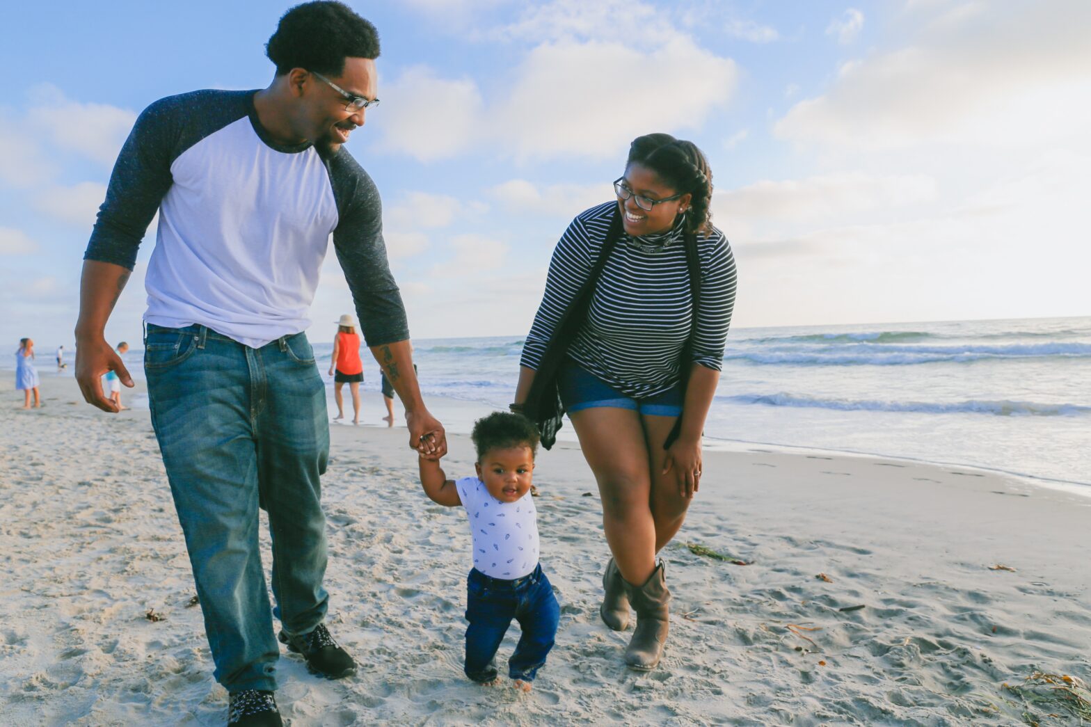 family on a beach