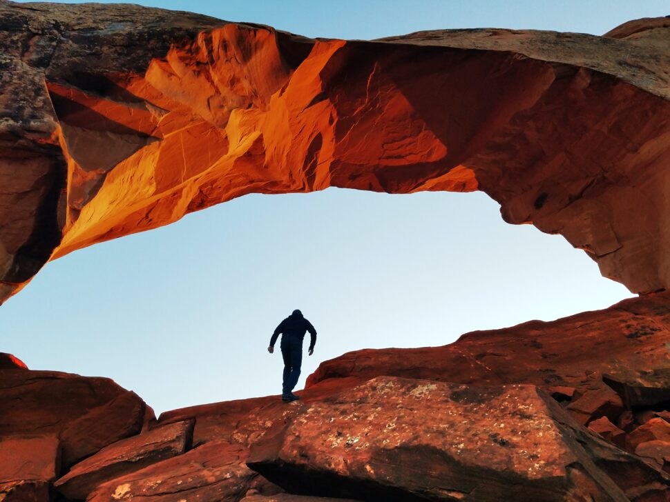 person hiking in nature