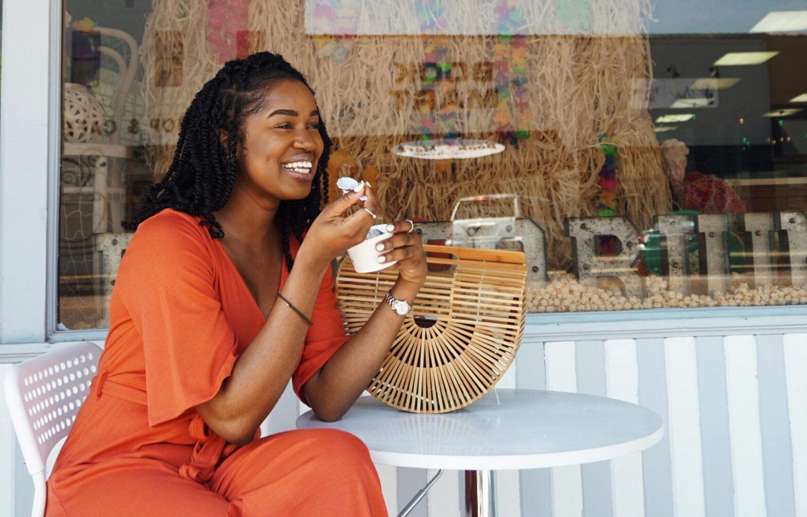 woman eating ice cream