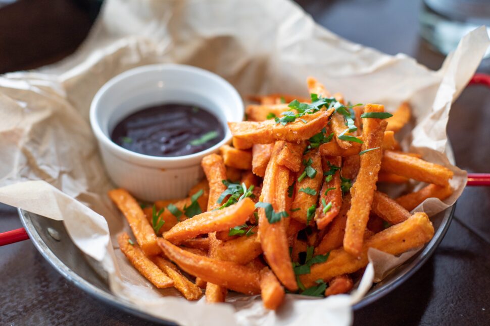 french fries with side of mumbo sauce