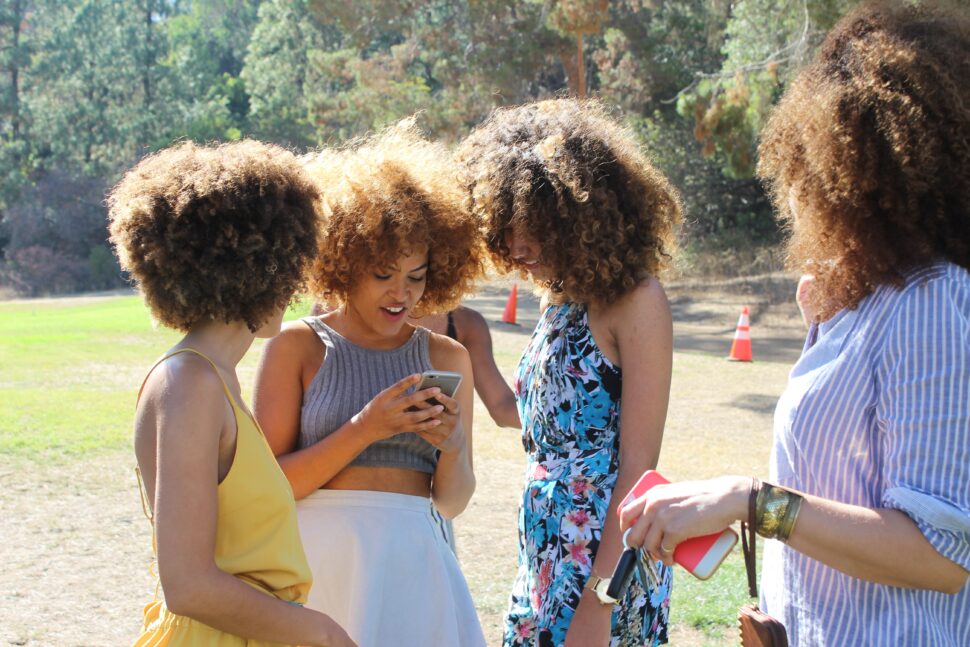 group of Black women talking