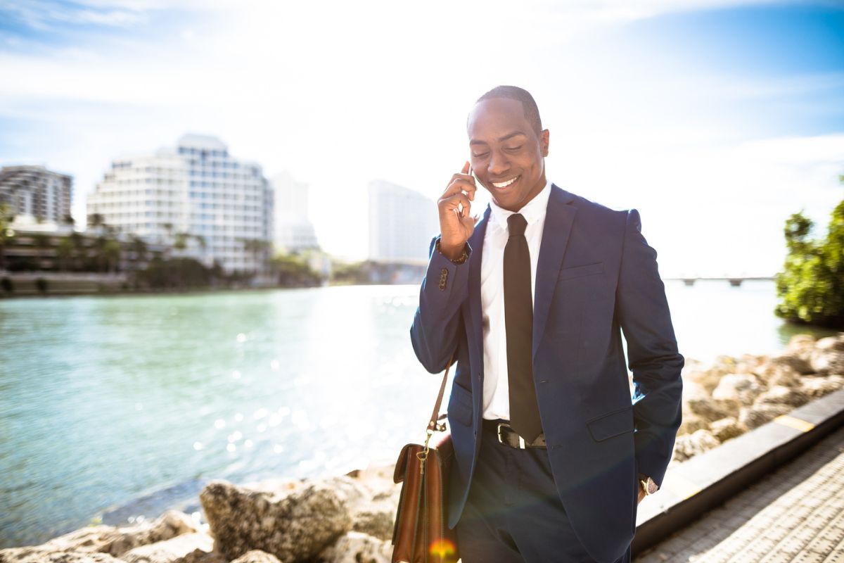 man on phone in Miami